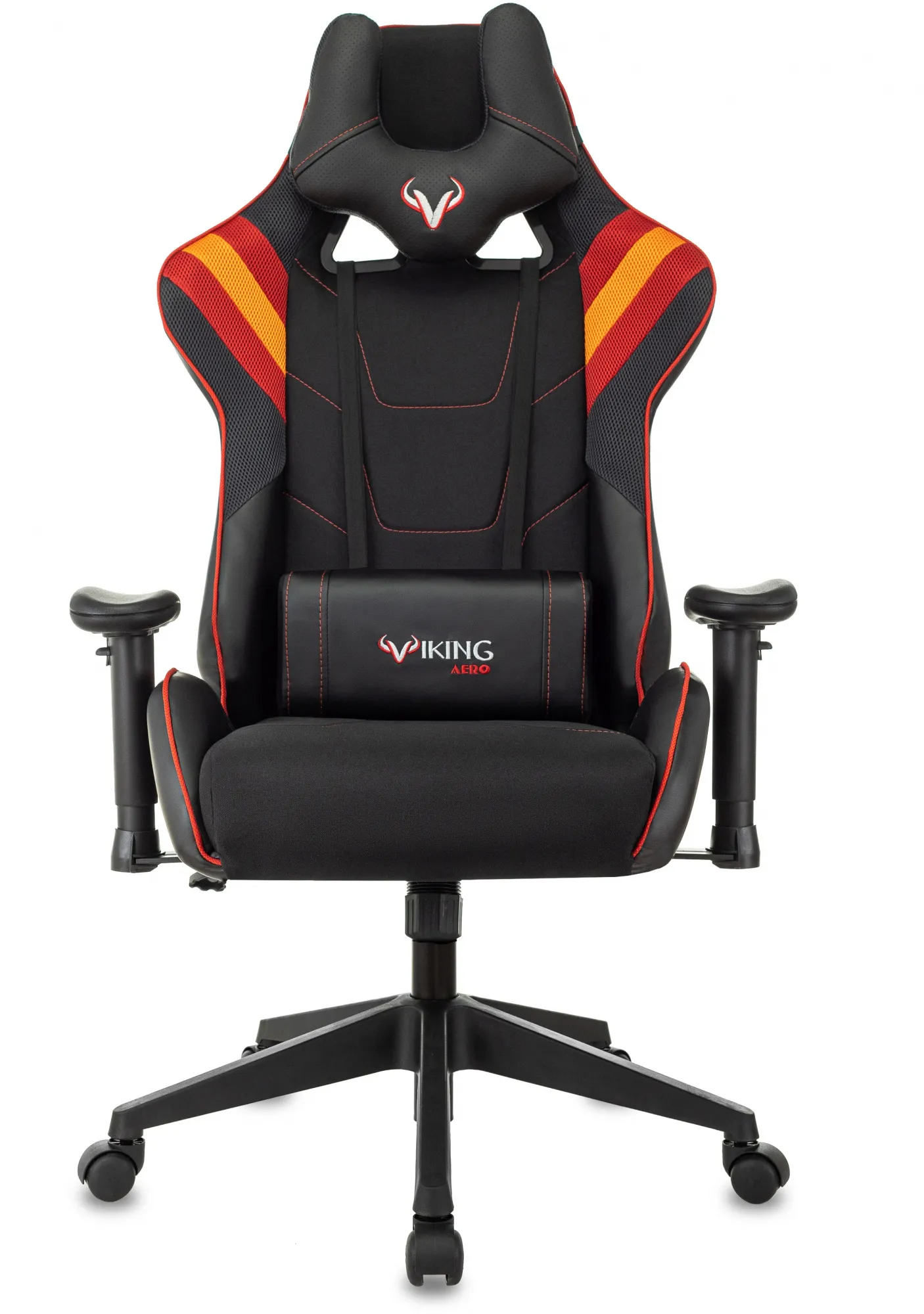 Кресло игровое Zombie VIKING 4 AERO черный/красный ткань/эко.кожа с подголов. крестов. пластик