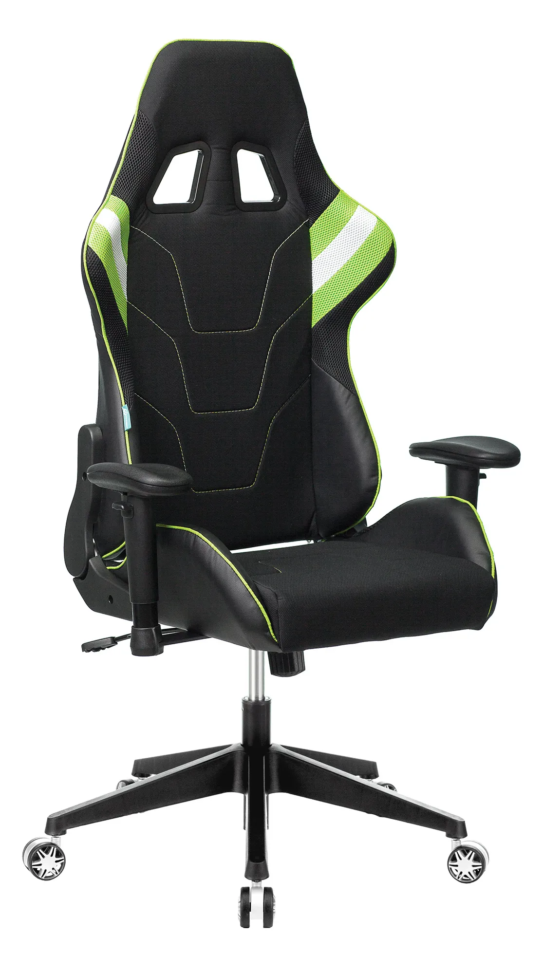 Кресло игровое Zombie VIKING 4 AERO черный/салатовый ткань/эко.кожа с подголов. крестов. пластик