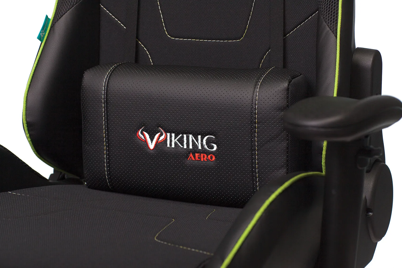 Кресло игровое Zombie VIKING 4 AERO черный/салатовый ткань/эко.кожа с подголов. крестов. пластик