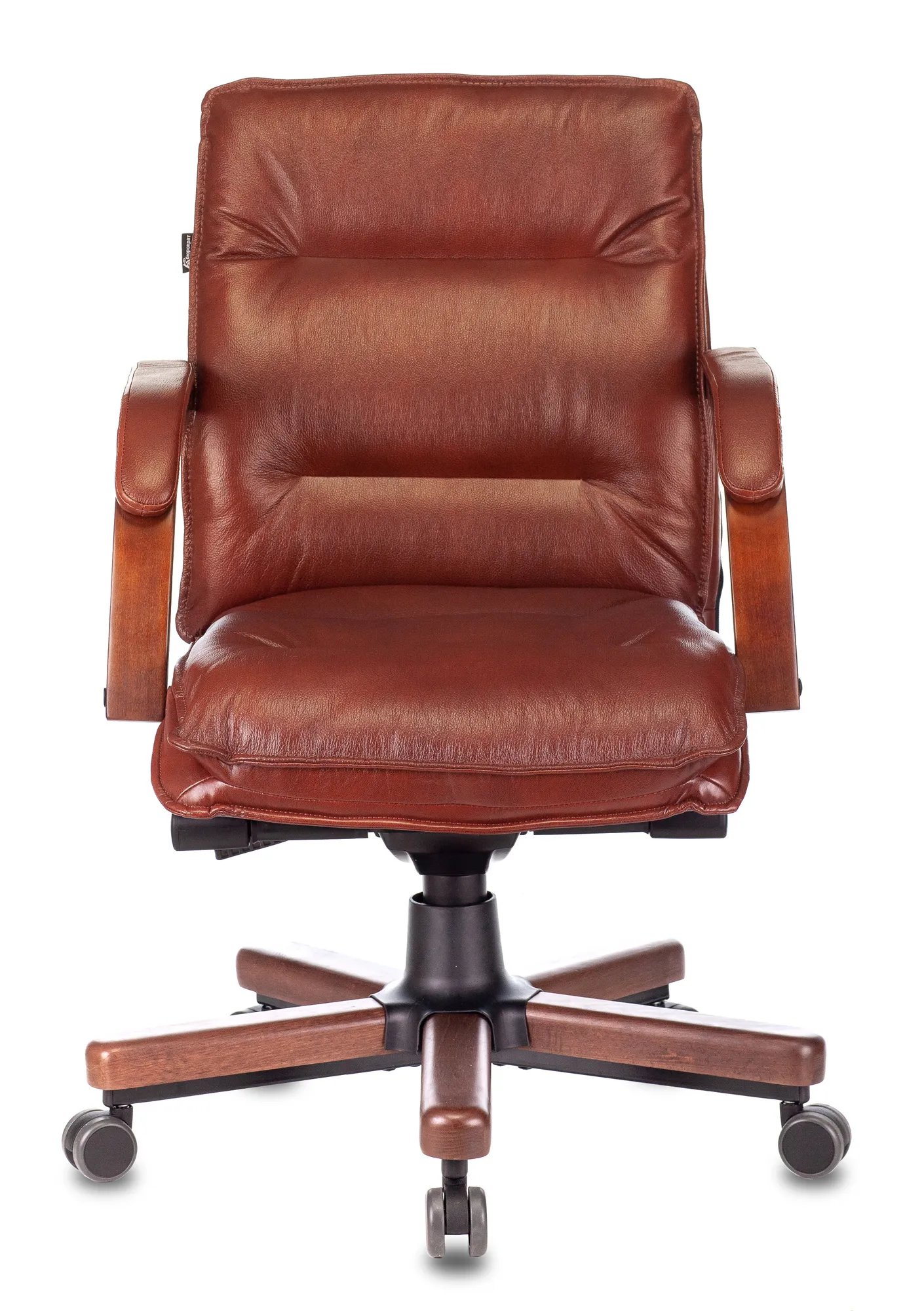 Кресло руководителя Бюрократ T-9927WALNUT-LOW светло-коричневый Leather Eichel кожа низк.спин. крестов. металл/дерево