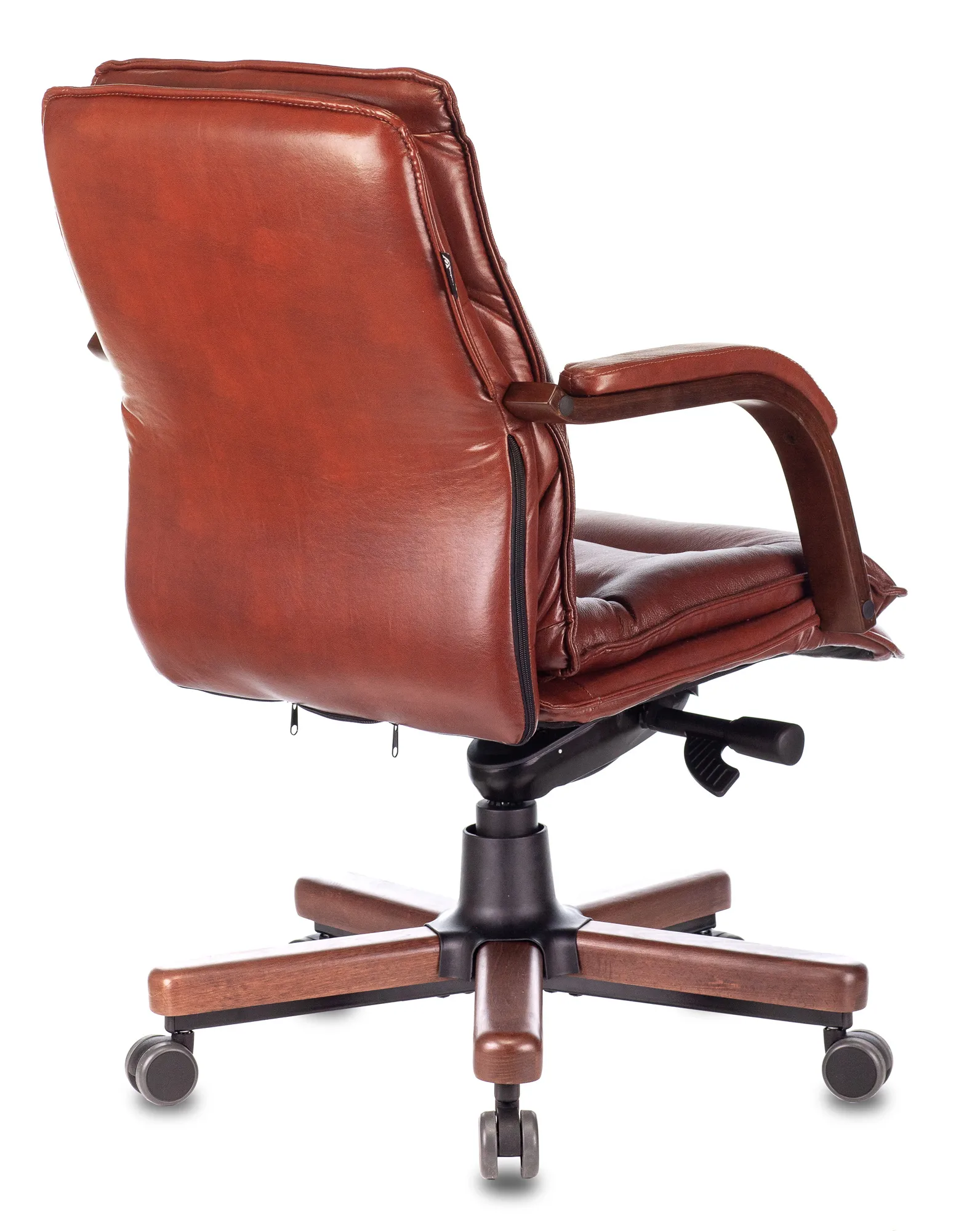 Кресло руководителя Бюрократ T-9927WALNUT-LOW светло-коричневый Leather Eichel кожа низк.спин. крестов. металл/дерево
