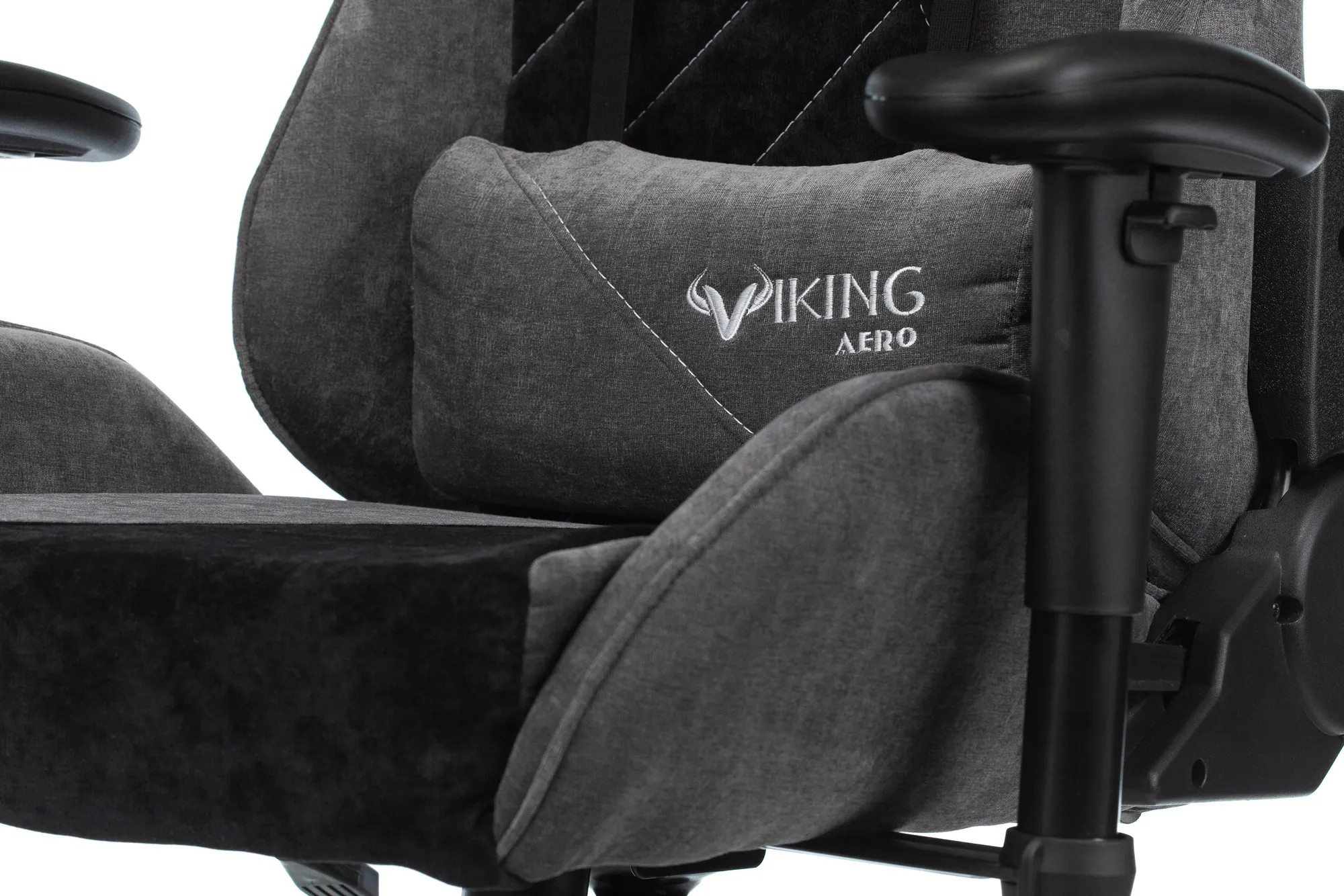Кресло игровое Zombie VIKING X Fabric серый/черный с подголов. крестов. пластик