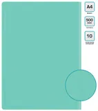 Папка с 10 прозр.вклад. Бюрократ Pastel PAST10GRN A4 пластик 0.5мм торц.карм с бум. встав мятный
