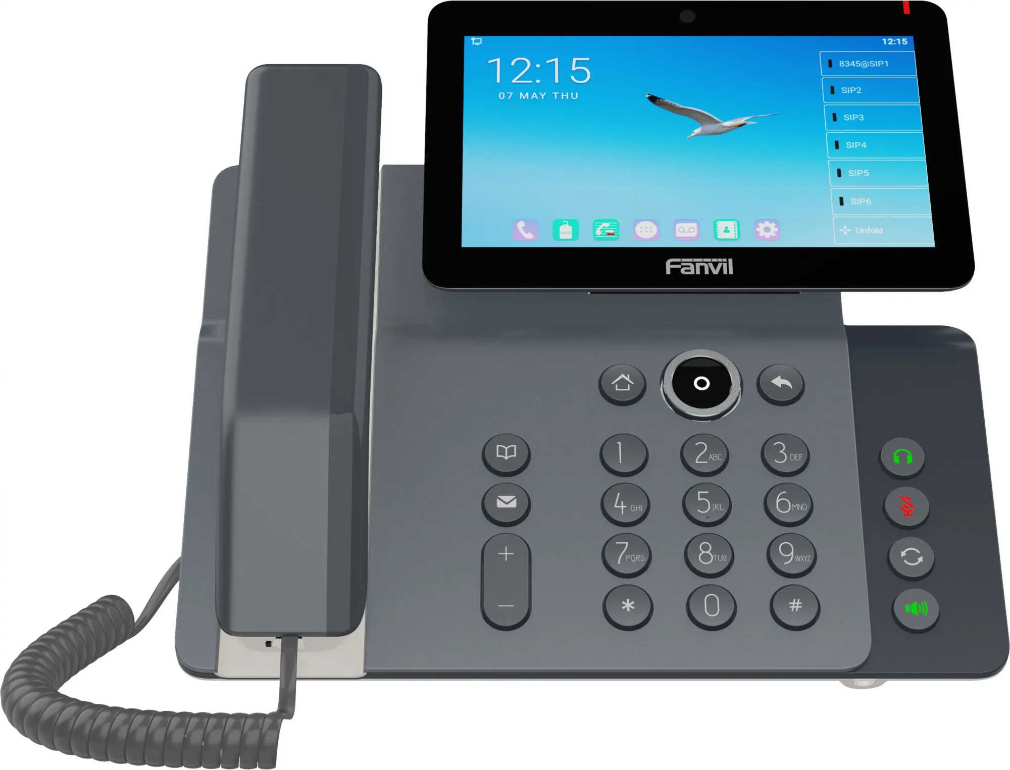 Sip-телефон Fanvil V67 Flagship Smart Video Phone, 6-Party Conference, 20 SIP lines, 7” Adjustable Touch Screen (0° to 40°)  (1024x600) , Opus+IPV6, 21 DSS keys, Bluetooth 5.0 and 2.4G/5G Wi-Fi, PSU+POE