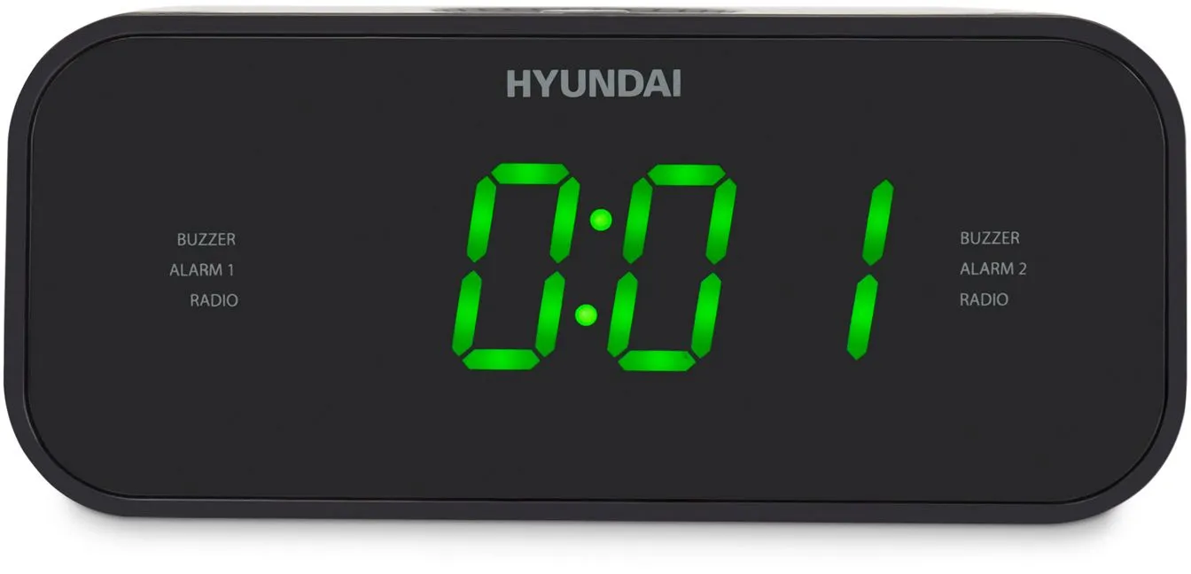 Радиобудильник Hyundai H-RCL221 черный LCD подсв:белая часы:цифровые FM