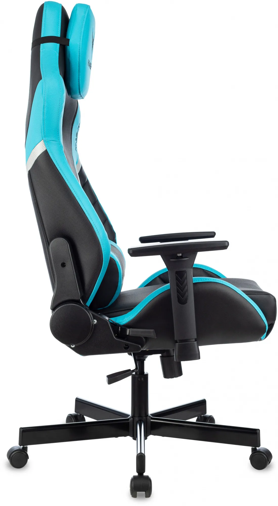 Кресло игровое Knight Thunder 5X черный/голубой эко.кожа крестов. металл