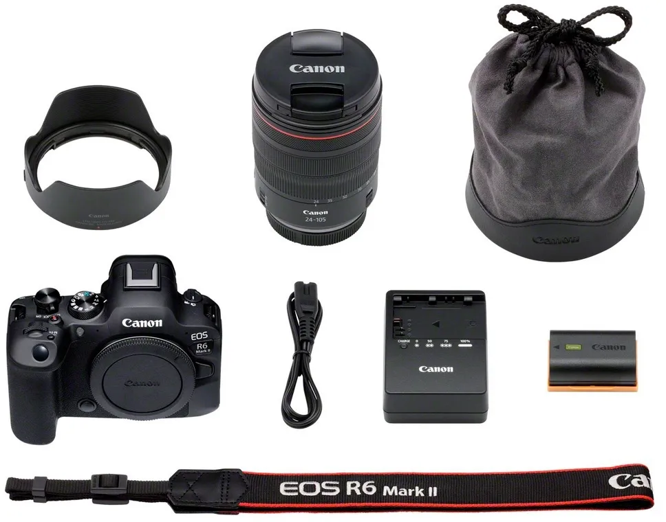 Фотоаппарат Canon EOS R6 Mark II kit черный 1.62Mpix 3" UHD 4K WiFi RF 24-105mm f/4 L IS USM LP-E6NH (с объективом)