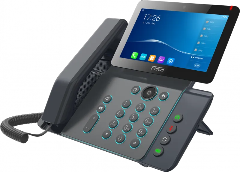 Sip-телефон Fanvil V67 Flagship Smart Video Phone, 6-Party Conference, 20 SIP lines, 7” Adjustable Touch Screen (0° to 40°)  (1024x600) , Opus+IPV6, 21 DSS keys, Bluetooth 5.0 and 2.4G/5G Wi-Fi, PSU+POE