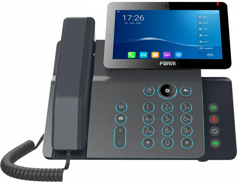 Sip-телефон Fanvil V67 Flagship Smart Video Phone, 6-Party Conference, 20 SIP lines, 7” Adjustable Touch Screen (0° to 40°)  (1024x600) , Opus+IPV6, 21 DSS keys, Bluetooth 5.0 and 2.4G/5G Wi-Fi, PSU+POE
