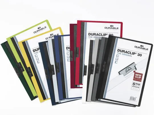 Папка с клипом Durable Duraclip 2200-10 прозрач. верх.лист A4 1-30лист. серый