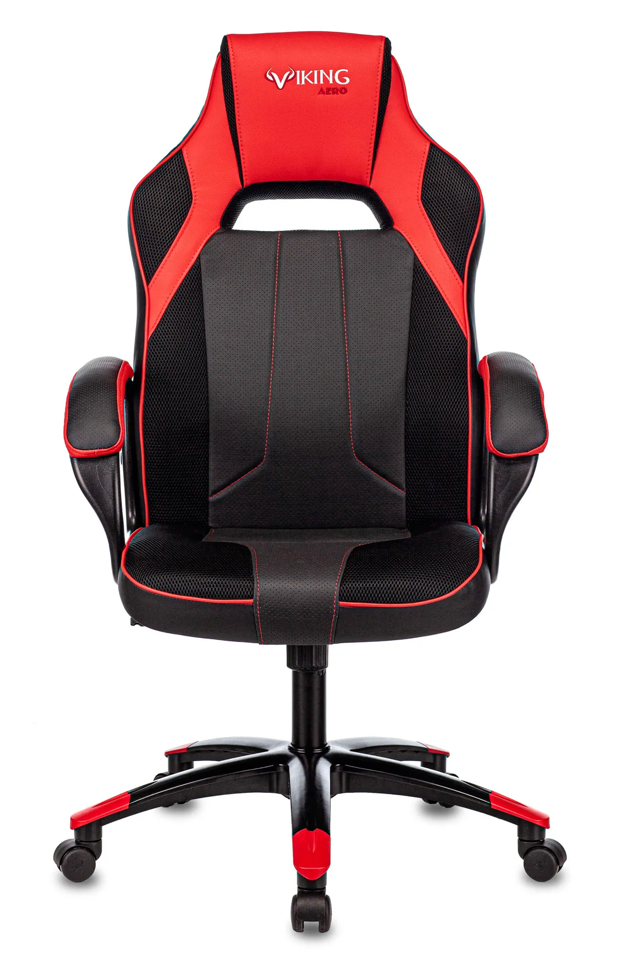Кресло игровое Zombie VIKING 2 AERO черный/красный эко.кожа/ткань крестов. пластик