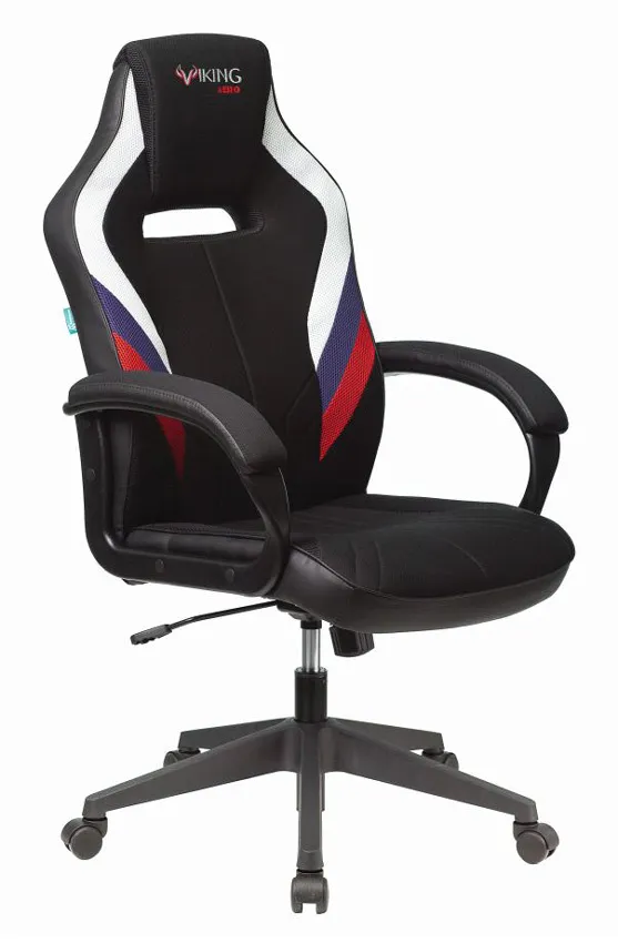 Кресло игровое Zombie VIKING 3 AERO белый/синий/красный сиденье черный ткань/эко.кожа крестов. пластик