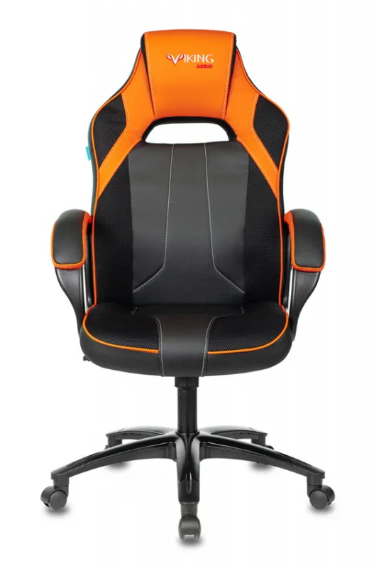Кресло игровое Zombie VIKING 2 AERO черный/оранжевый эко.кожа/ткань крестов. пластик