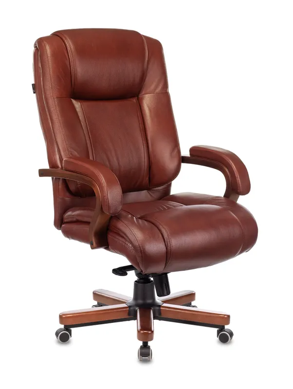 Кресло руководителя Бюрократ T-9925WALNUT светло-коричневый Leather Eichel кожа крестов. металл/дерево