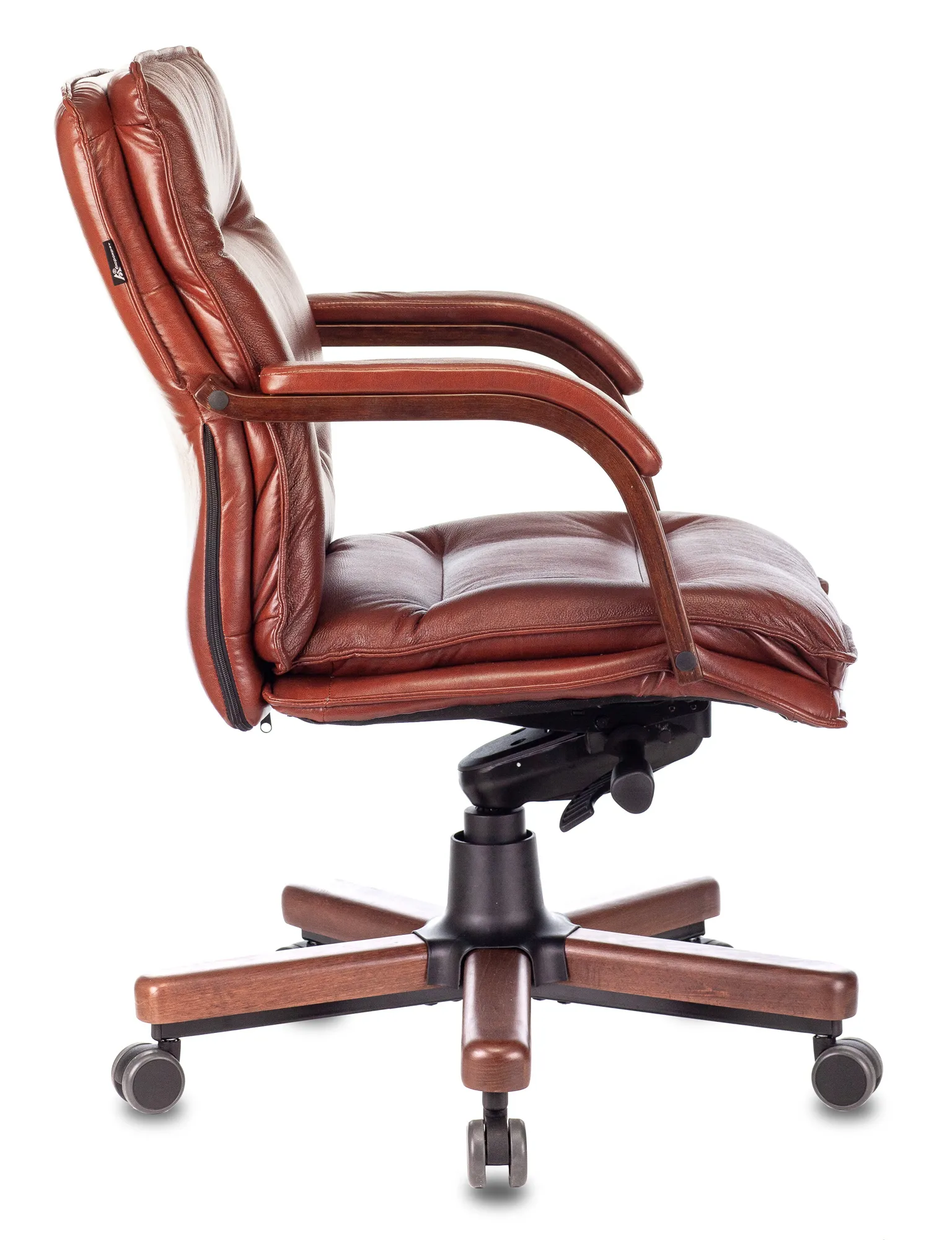 Кресло руководителя Бюрократ T-9927WALNUT-LOW светло-коричневый Leather Eichel кожа низк.спин. крестов. металл/дерево