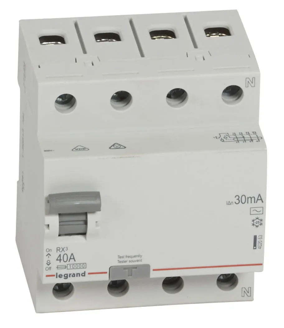 Выключатель дифф.тока УЗО Legrand RX3 402063 40A 30мА AC 4П 400В 4мод