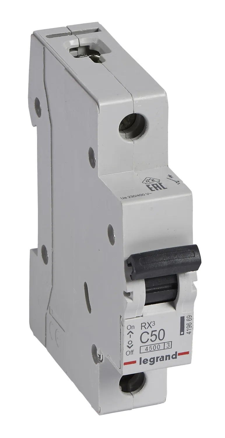 Выключатель автоматический Legrand RX3 419669 50A тип C 4.5kA 1П 230В 1мод
