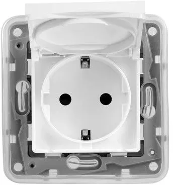 Розетка силов. Legrand Etika 672232 скрыт. зазем. крыш. IP44 белый