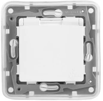 Розетка силов. Legrand Etika 672232 скрыт. зазем. крыш. IP44 белый