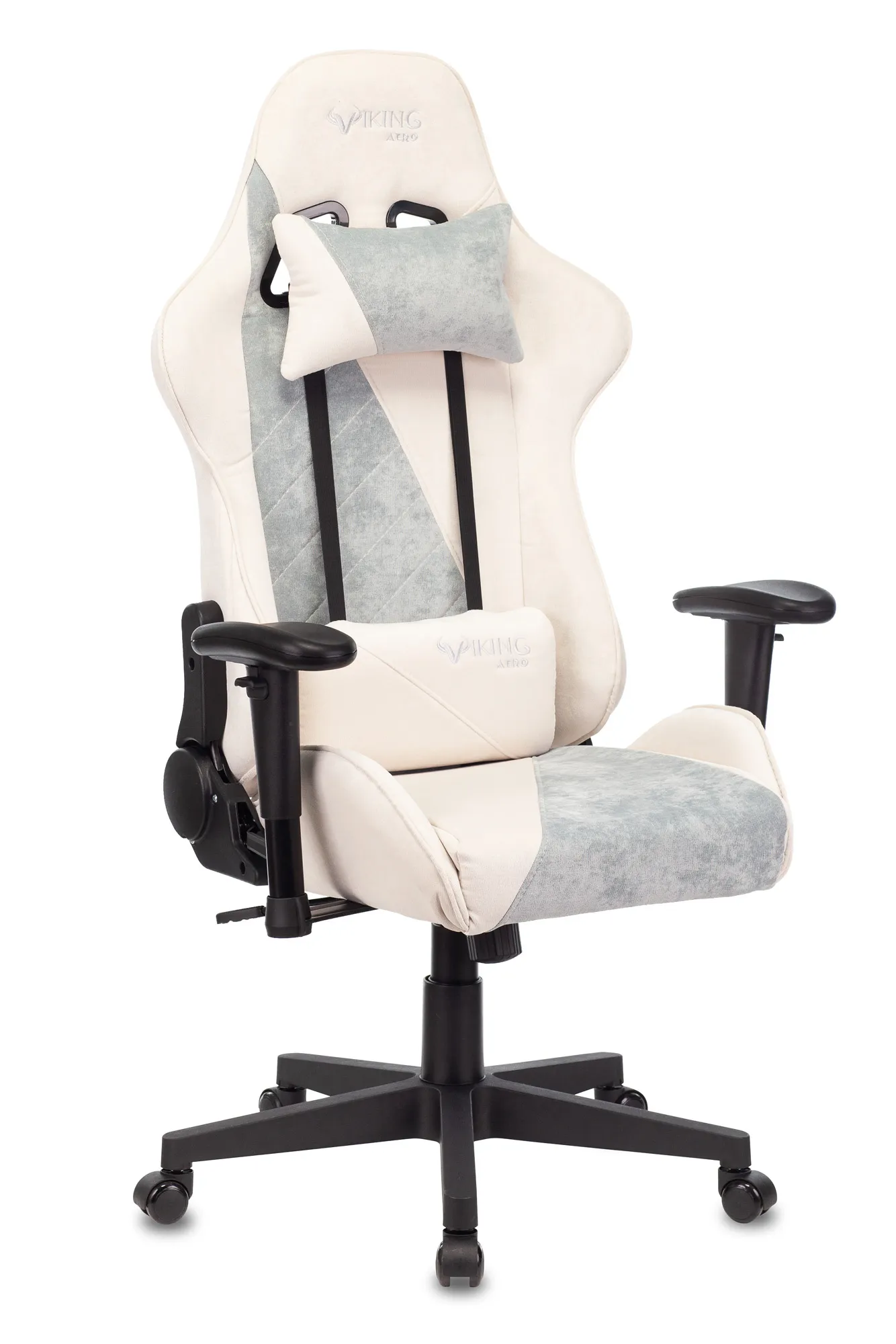 Кресло игровое Zombie VIKING X Fabric белый/серо-голубой с подголов. крестов. пластик