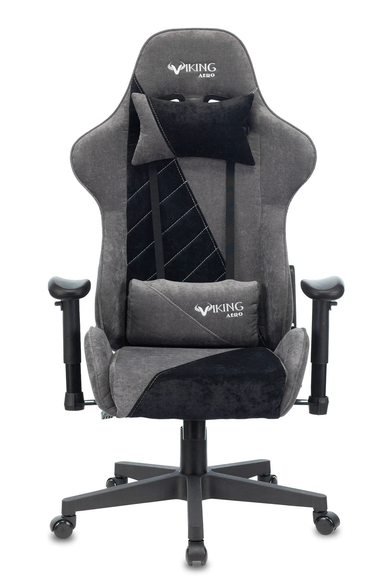 Кресло игровое Zombie VIKING X Fabric серый/черный с подголов. крестов. пластик
