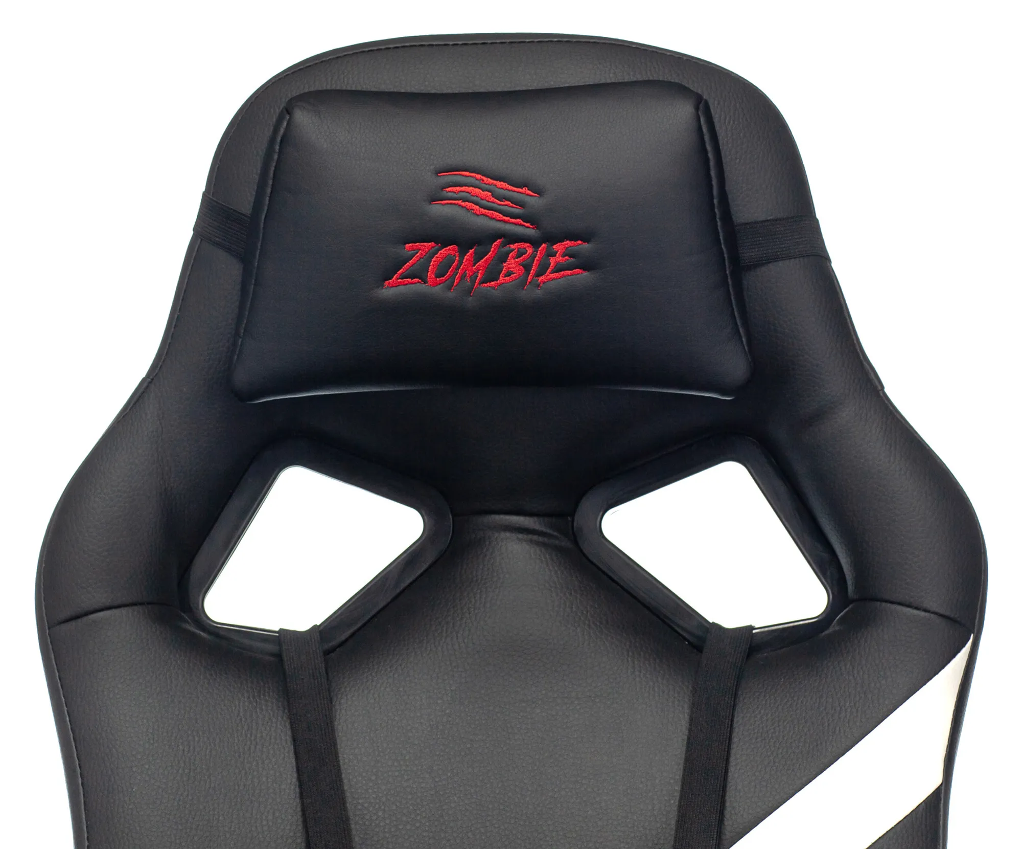 Кресло игровое Zombie DRIVER черный/белый эко.кожа с подголов. крестов. пластик