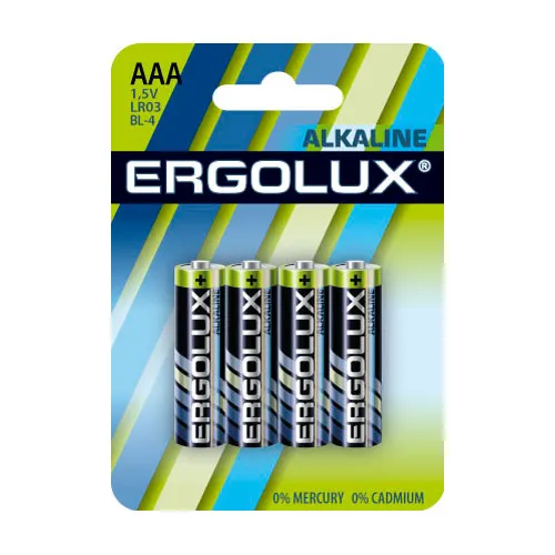 Батарея Ergolux Alkaline LR03-BL4 AAA 1250mAh (4шт) блистер