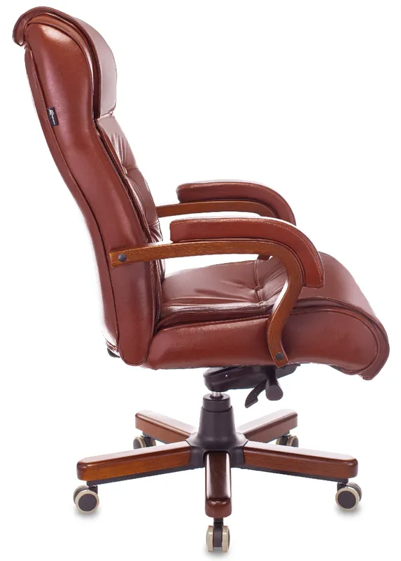 Кресло руководителя Бюрократ T-9926WALNUT светло-коричневый Leather Eichel кожа крестов. металл/дерево