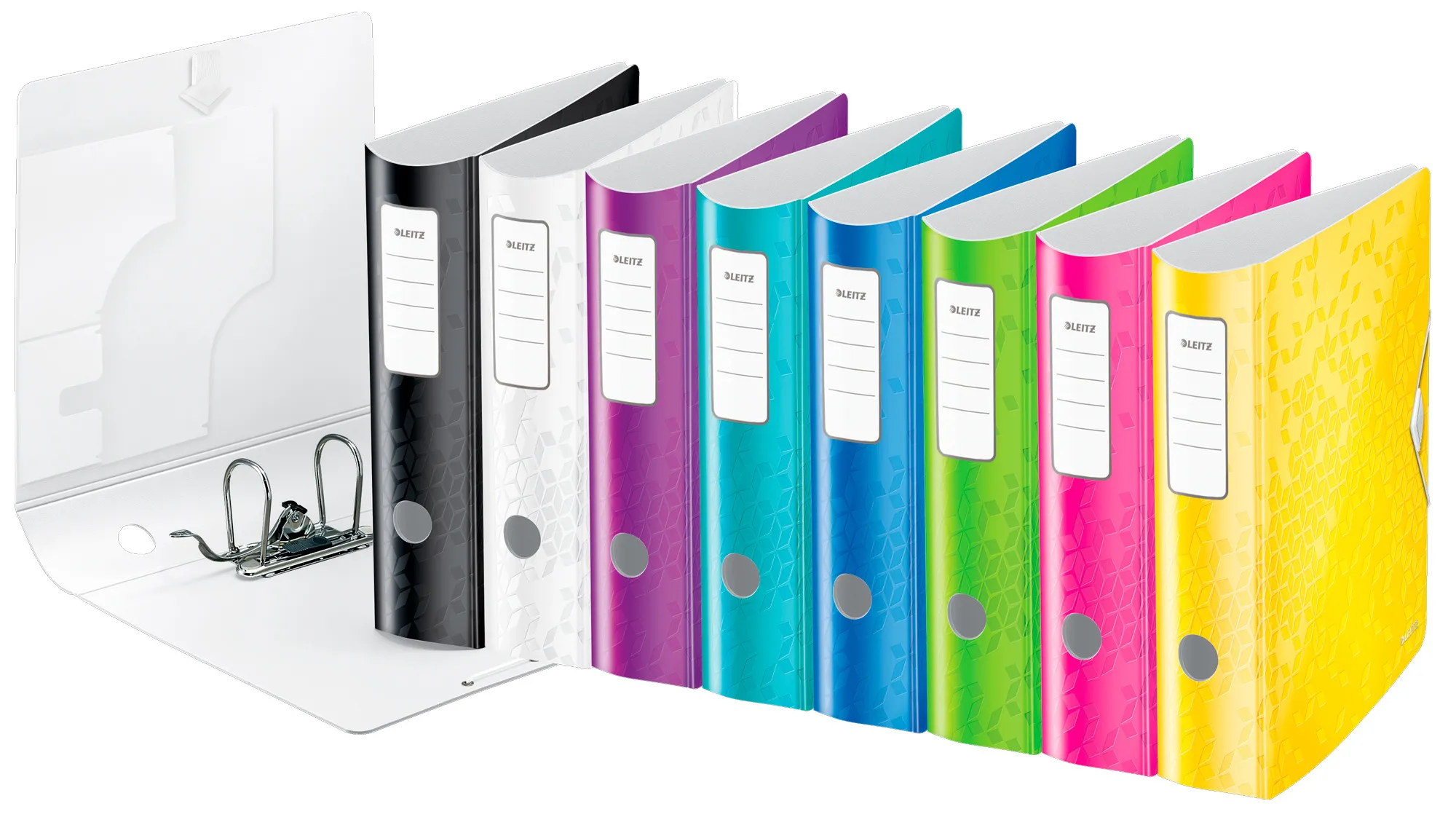 Папка-регистратор Leitz Active WOW 11060051 A4 82мм лам.карт. бирюзовый без. окант. вместимость 500 листов накл.на кор.