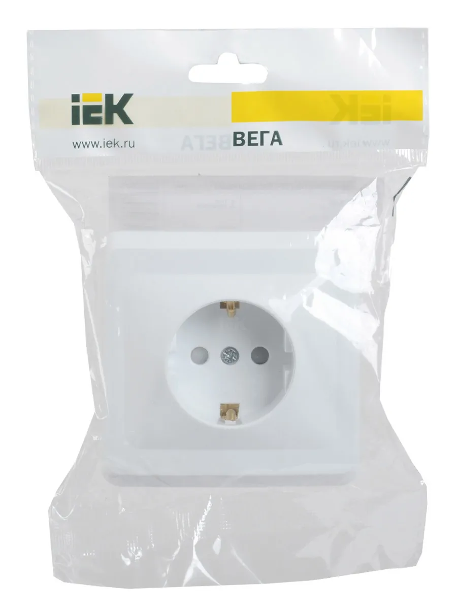 Розетка силов. IEK Вега ERV14-K01-16-DM одинар. скрыт. зазем. штор. крыш. IP20 белый (упак.:1шт)