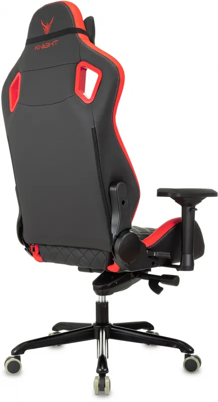 Кресло игровое Knight Titan черный/красный ромбик эко.кожа с подголов. крестов. металл