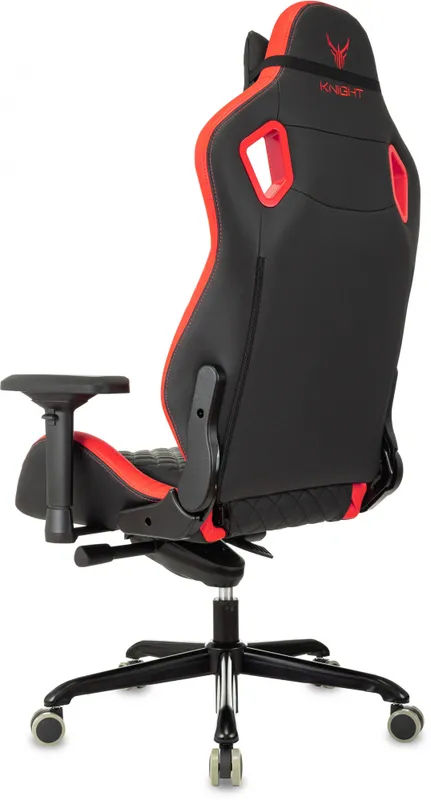 Кресло игровое Knight Titan черный/красный ромбик эко.кожа с подголов. крестов. металл