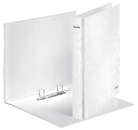 Папка на 2-х D-кольцах Leitz WOW 42410001 A4 Макси полипропилен кор.40мм белый перламутровый вмест.250лист.