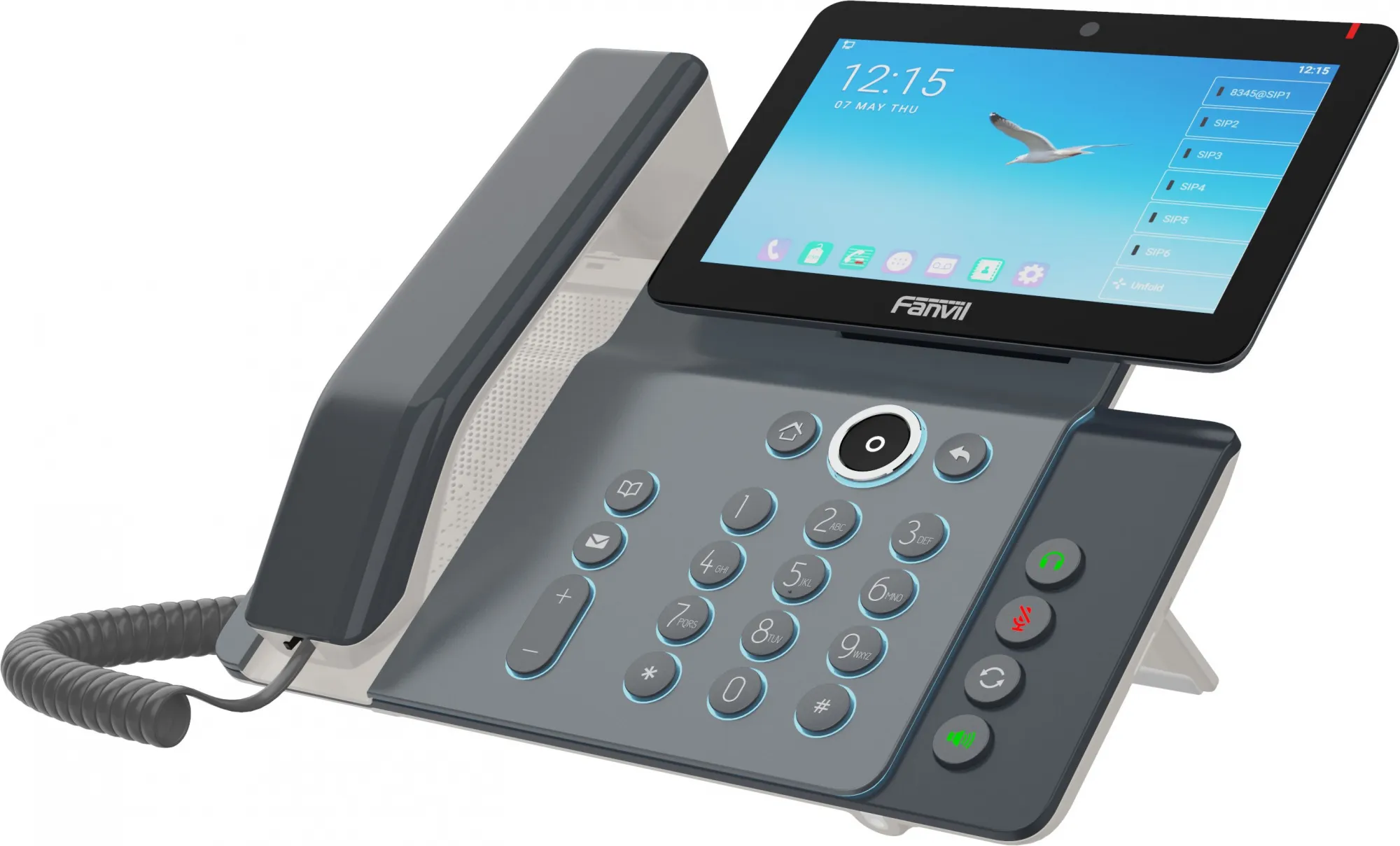 Sip-телефон Fanvil V67 Flagship Smart Video Phone, 6-Party Conference, 20 SIP lines, 7” Adjustable Touch Screen (0° to 40°)  (1024x600) , Opus+IPV6, 21 DSS keys, Bluetooth 5.0 and 2.4G/5G Wi-Fi, PSU+POE