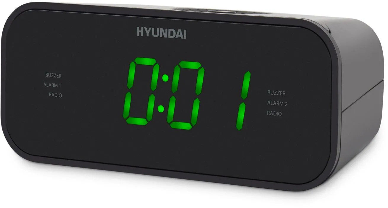 Радиобудильник Hyundai H-RCL221 черный LCD подсв:белая часы:цифровые FM