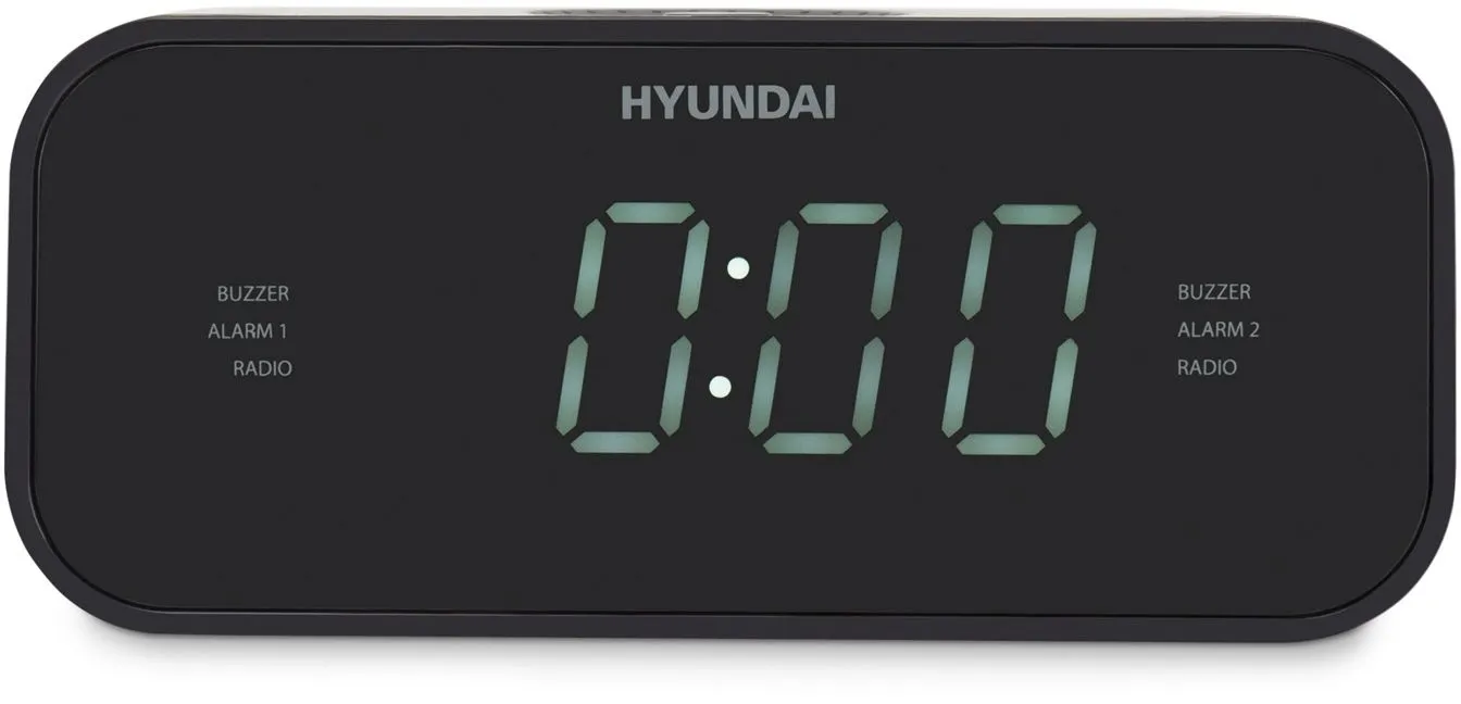 Радиобудильник Hyundai H-RCL221 черный LCD подсв:белая часы:цифровые FM