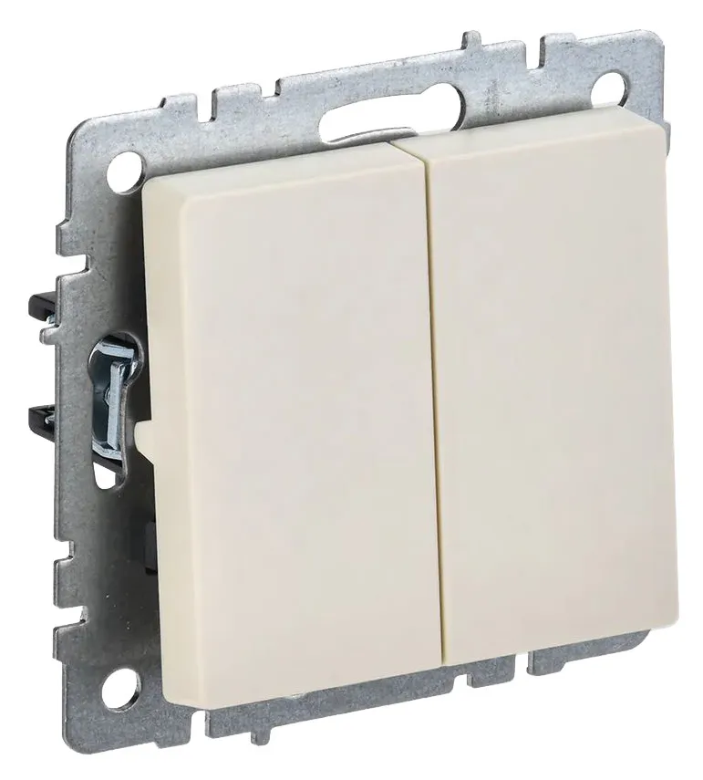 Выключатель IEK Brite ВС10-2-0-БрКр скрыт. 2кл. IP20 бежевый (упак.:1шт) (BR-V20-0-10-K10)