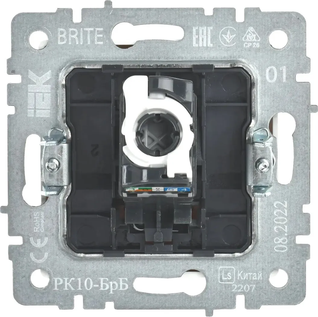 Розетка комп. IEK Brite РК10-БрБ BR-K10-1-K01 одинар. скрыт. штор. IP20 белый (упак.:1шт)