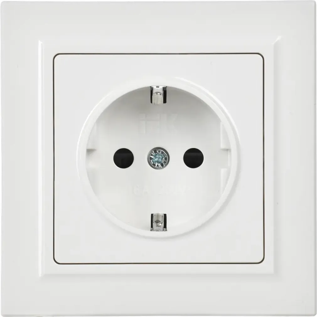 Розетка силов. IEK Brite РСР14-1-0-БрБ BR-R14-16-K01-F одинар. скрыт. зазем. штор. IP20 белый (упак.:1шт)