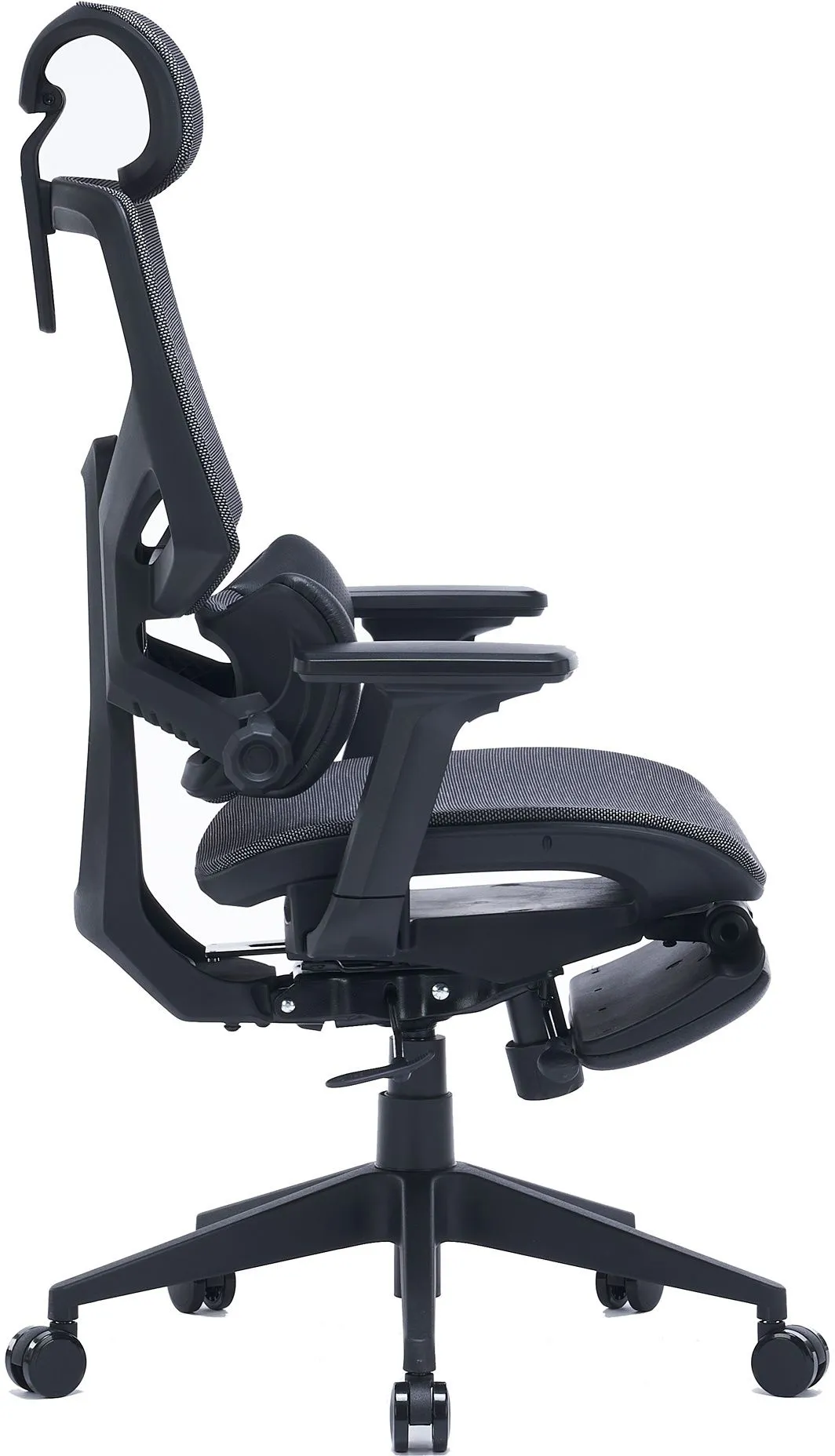 Кресло Cactus CS-CHR-MC01-GY серый сет./эко.кожа с подголов. крестов. пластик подст.для ног