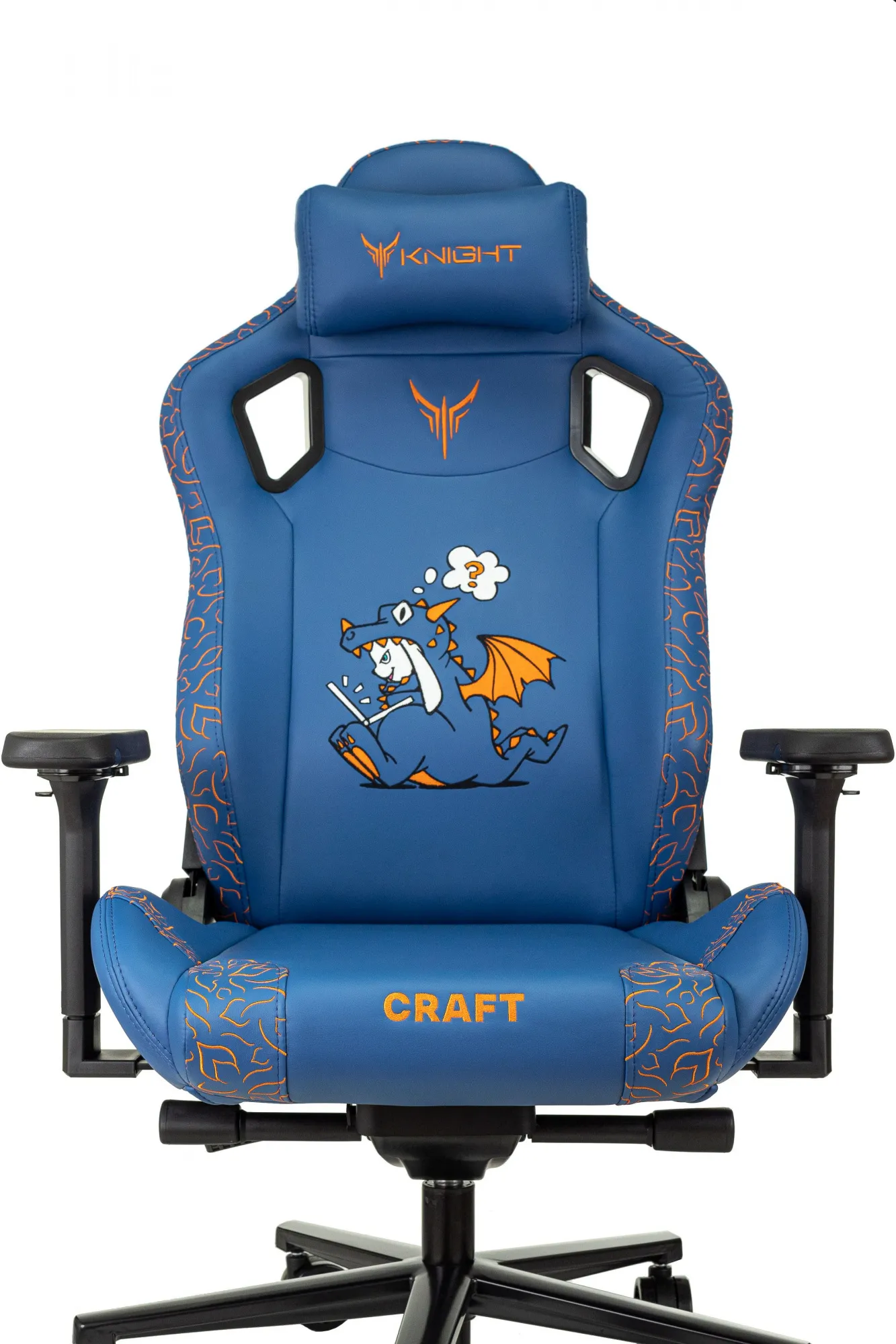 Кресло игровое Knight Craft Dragon синий эко.кожа крестов. металл