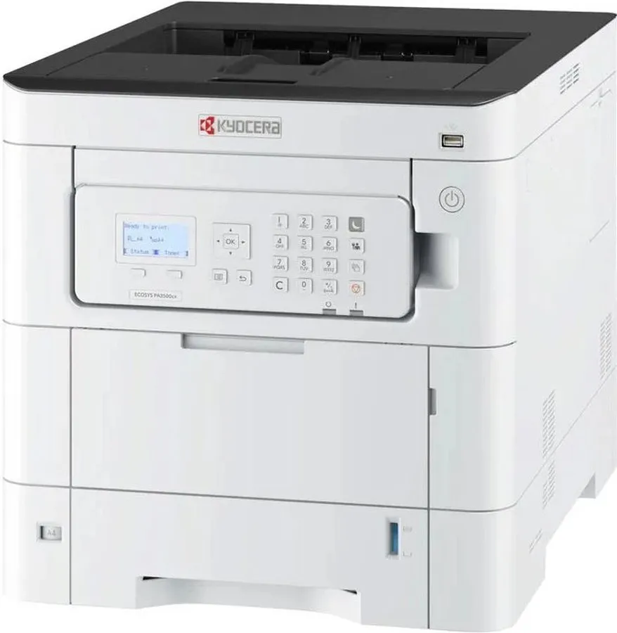 Принтер цветной Kyocera ECOSYS PA3500cx (цвет. лазерный, A4, 35 стр/мин, 1200x1200 dpi, 1 Гб, USB 2.0, Network, лоток 550 л., Duplex, старт.тонер 3500/2500 стр.)