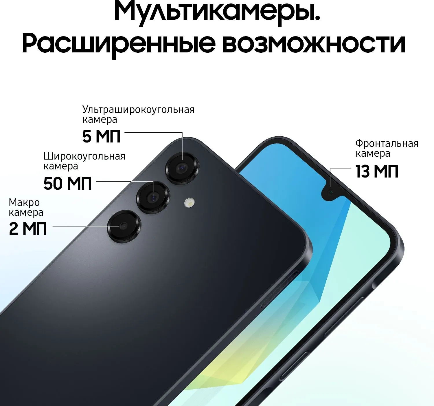 Смартфон Samsung SM-A165F Galaxy A16 128Gb 4Gb черный моноблок 3G 4G 2Sim 6.7" 1080x2340 Android 14 50Mpix 802.11 a/b/g/n/ac NFC GPS GSM900/1800 GSM1900 TouchSc microSD max1024Gb