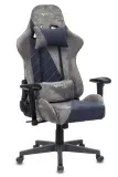 Кресло игровое Zombie VIKING X Fabric серый/темно-синий с подголов. крестов. пластик