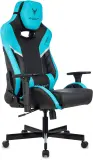 Кресло игровое Knight Thunder 5X черный/голубой эко.кожа крестов. металл