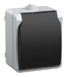 Розетка силов. IEK Форс ERS12-K03-16-54-DC одинар. откр. зазем. штор. крыш. IP54 серый/черный (упак.:1шт)