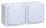 Розетка силов. IEK Гермес Plus ERMP22-K01-16-54-EC 2розет. двойн. откр. зазем. крыш. IP54 белый (упак.:1шт)