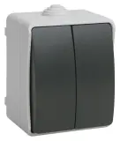 Выключатель IEK Форс откр. 2кл. IP54 серый/черный (упак.:1шт) (EVS20-K03-10-54-DC)