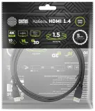 Кабель аудио-видео Cactus CS-HDMI.1.4-1.5 HDMI (m)/HDMI (m) 1.5м. позолоч.конт. черный Image