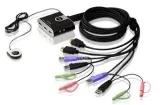 ATEN 2-Port USB HDMI/Audio Cable KVM Switch with Remote Port Selector Image